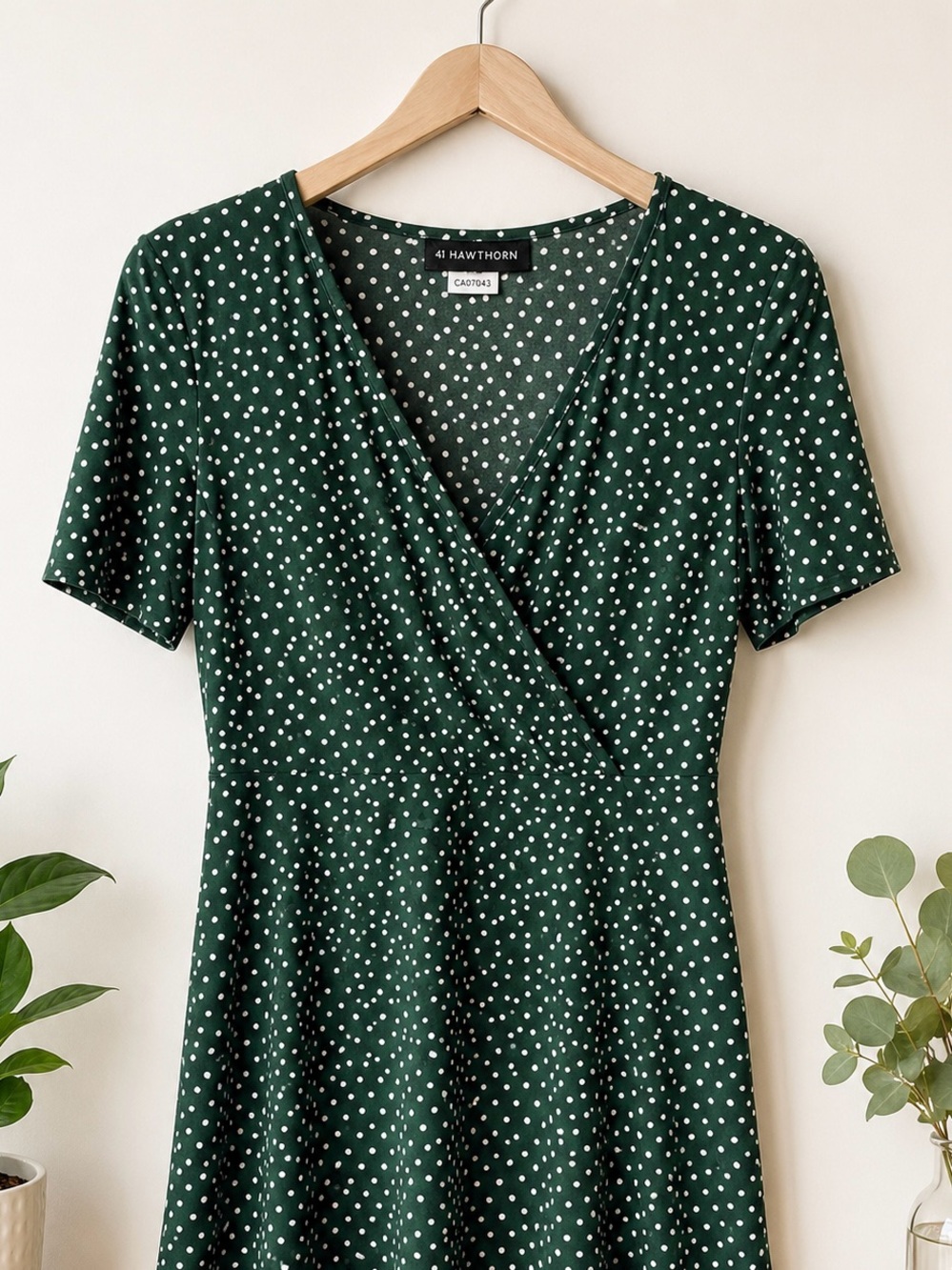41 Hawthorn Forest Green Polka Dot Blouse